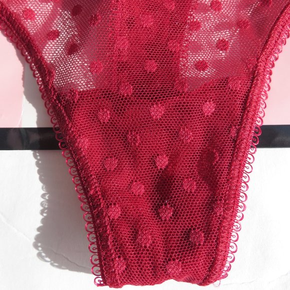 Victoria's Secret Panties Stretch Cotton Logo Thong Medium NEW Red NWT Lace - Picture 4 of 8